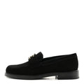 Suede Kidskin Crystal CC Loafers Black