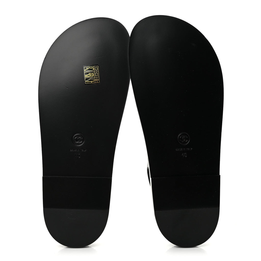 Chanel Lambskin CC Cut Out Women's Dad Sandals 40 Black