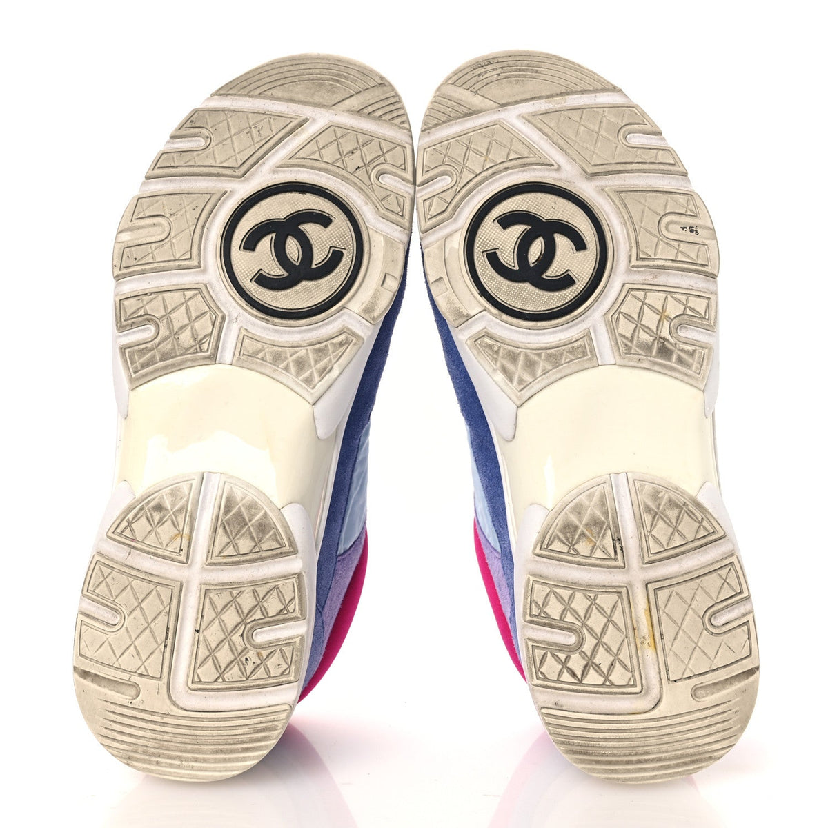 Chanel Nylon Calfskin Suede CC Women's Sneakers Light Blue