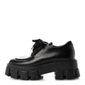 Prada Spazzolato Calfskin Women's Monolith Derby Loafers 36.5 Black