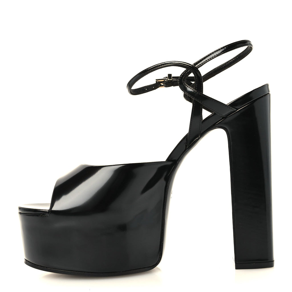 Gucci Regent Calfskin Nizza 95mm Women's Platform Sandals 39 Black