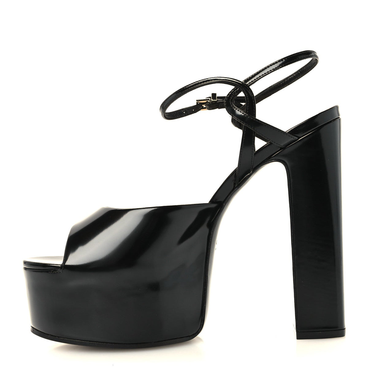 Gucci Regent Calfskin Nizza 95mm Women's Platform Sandals 39 Black