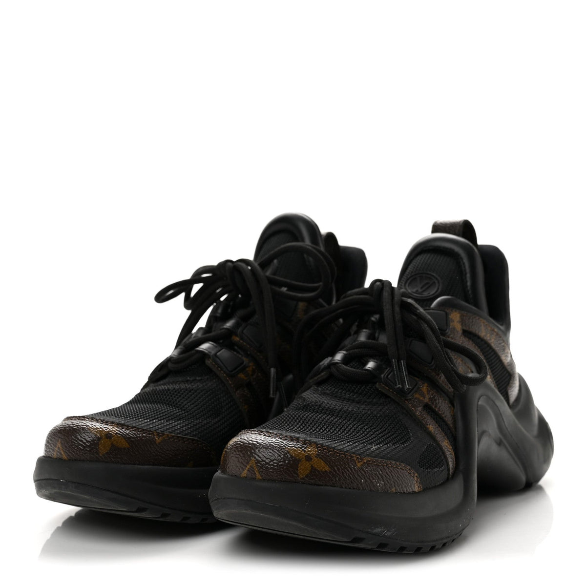 Louis Vuitton Calfskin Patent Monogram Women's LV Archlight Sneakers 37.5 Black