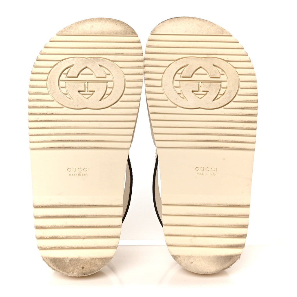 Gucci Softy Calfskin Women's Interlocking G Slingback Sandals 35.5 Mystic White