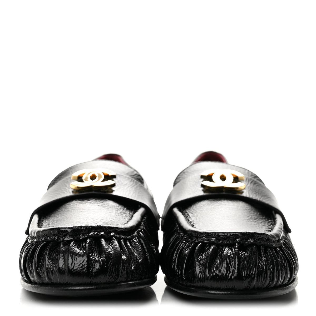 Chanel Crumpled Shiny Lambskin CC Women's Loafers
