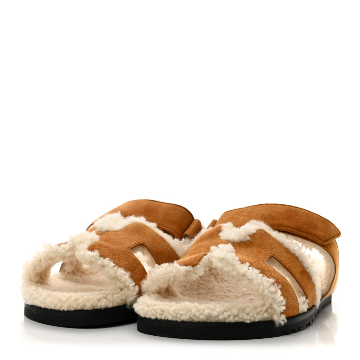 Hermes Chypre Suede Goatskin Woolskin Women's Sandals