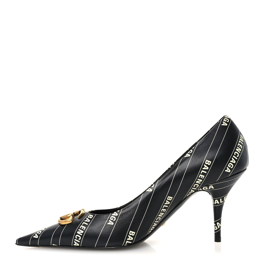 Balenciaga X Gucci Calfskin Women's Logo Knife 80mm Pumps 37.5 Black