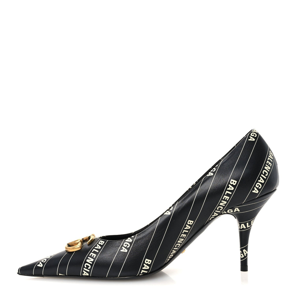 Balenciaga X Gucci Calfskin Women's Logo Knife 80mm Pumps 37.5 Black