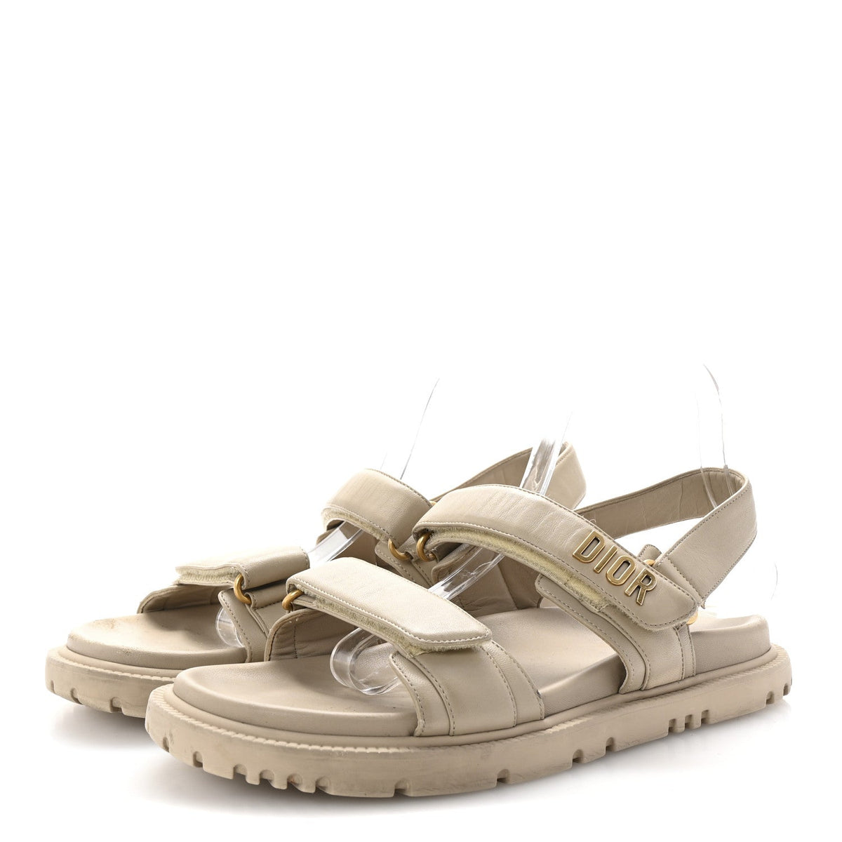 Christian Dior Lambskin Women's Dioract 10mm Sandals 41 Off White