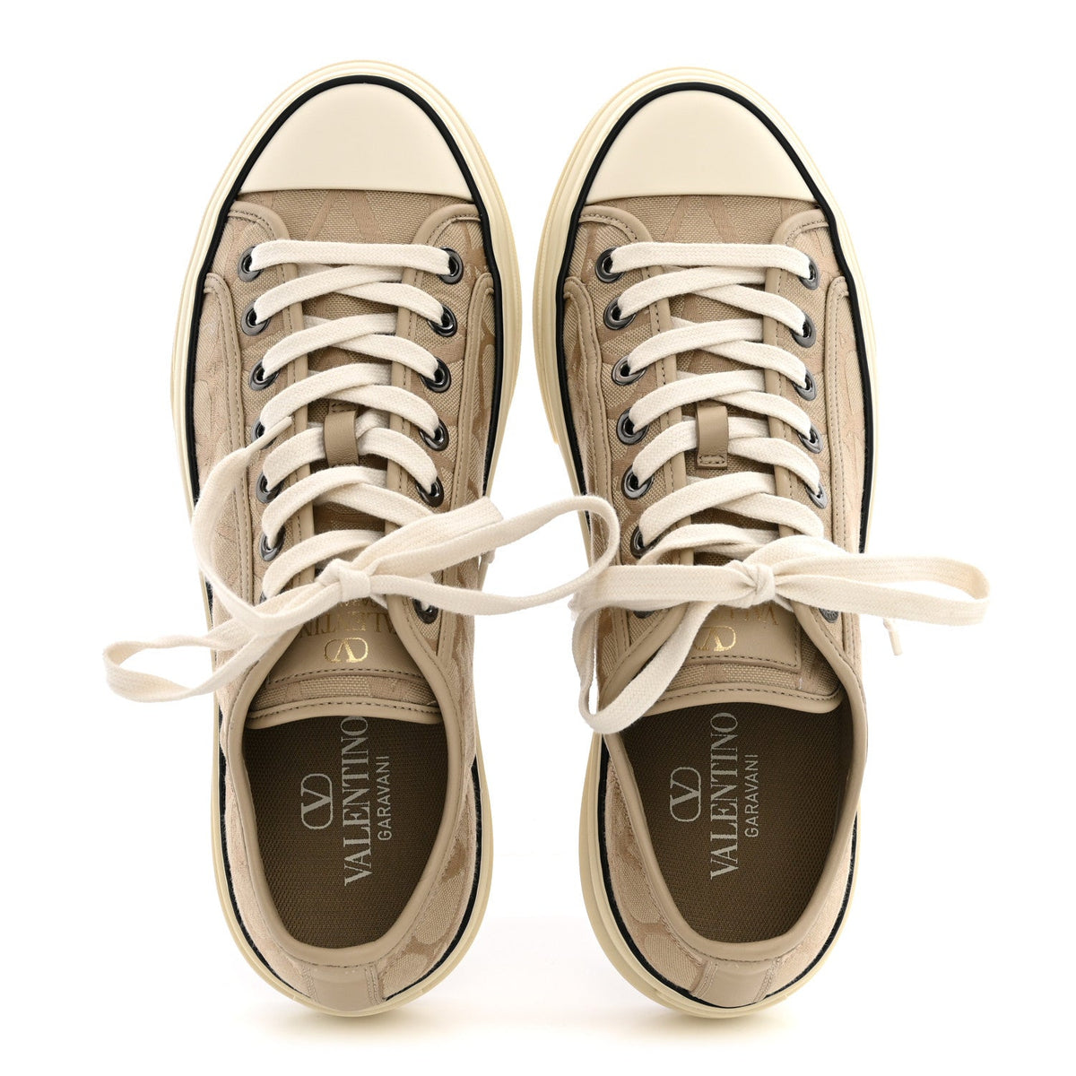 Valentino Garavani Canvas Iconographe VLogo Sneakers 41 Beige