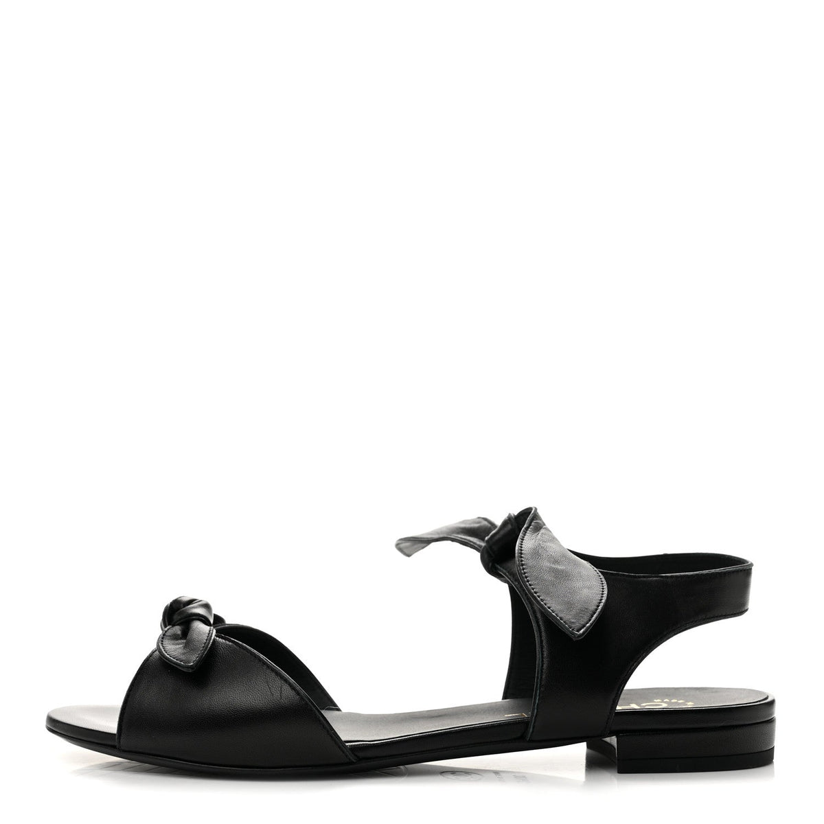Chanel Lambskin Women's Bow CC Flat Sandals 38.5 Black