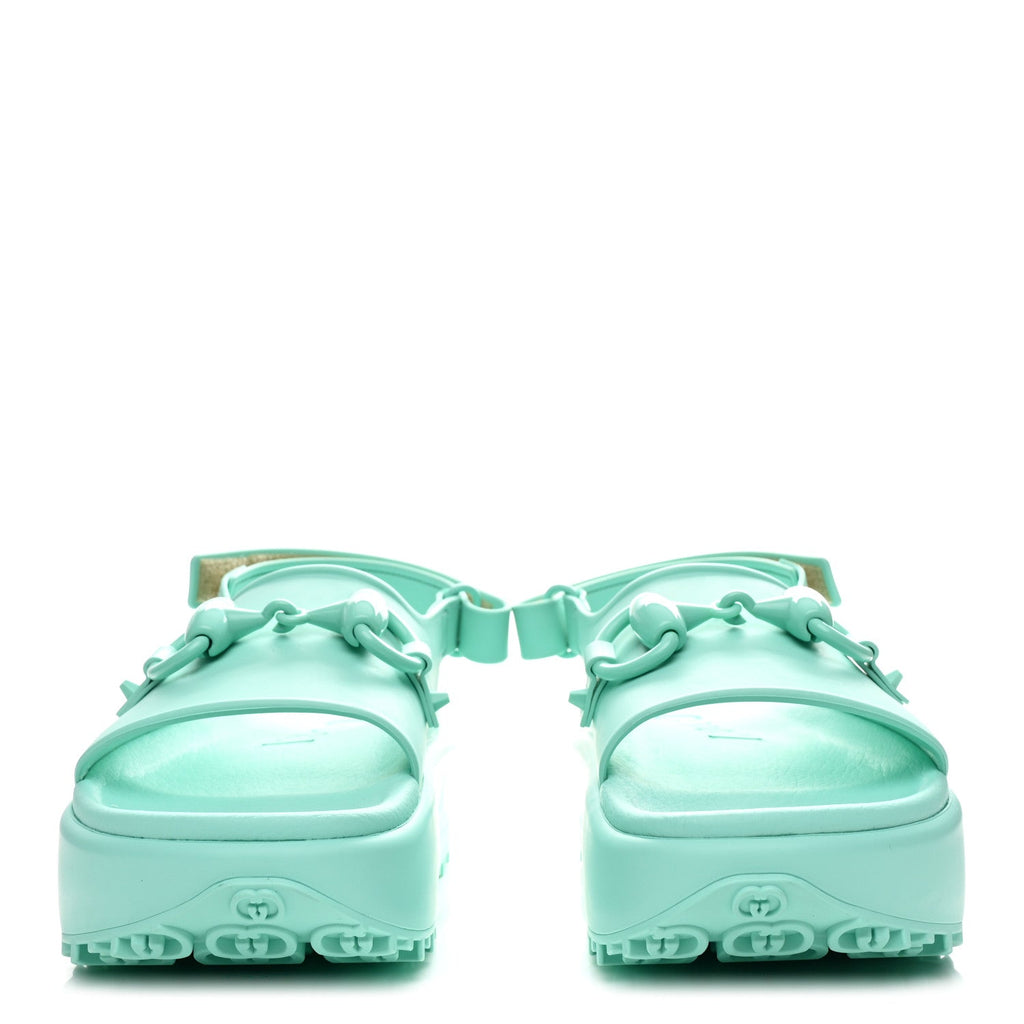 Gucci Rubber Isla Women's Sandals 37 Teal Cyan