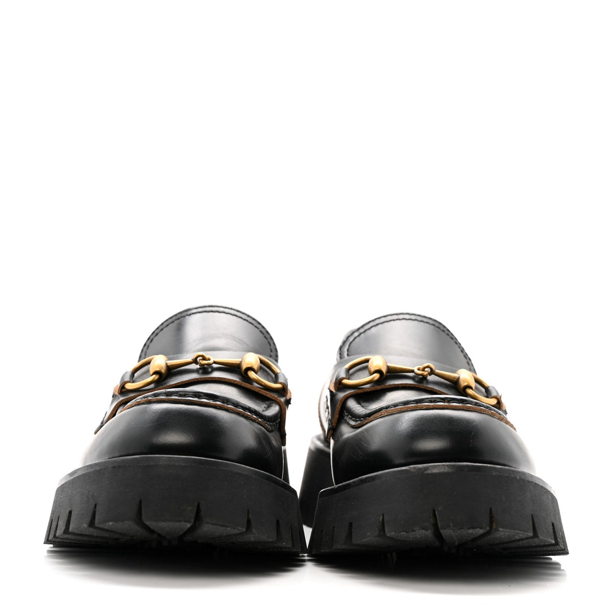 Gucci Cordovan Lux Women's Harald Horsebit Platform Loafers 37.5 Black