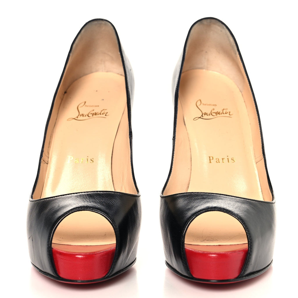 Christian Louboutin Leather Women's Kid Very Prive 120 Pumps 38.5 Black