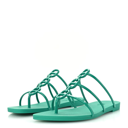 Hermes Rubber Women's Mykonos Sandals 37 Vert Tourmaline