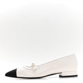 Shiny Lambskin Grosgrain Pearl Mary Janes Flats White Black