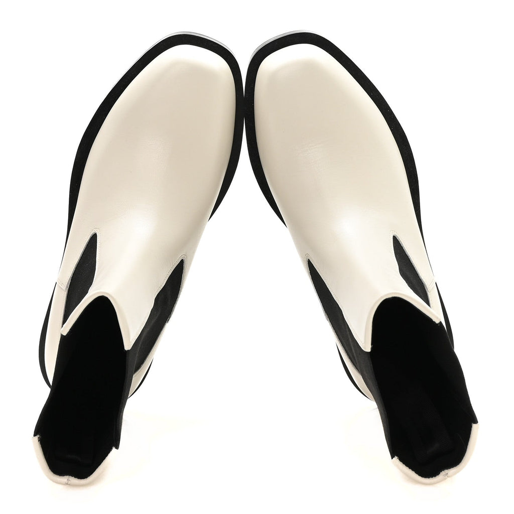 Givenchy Calfskin Women's Square Chelsea Boots 37 White Black