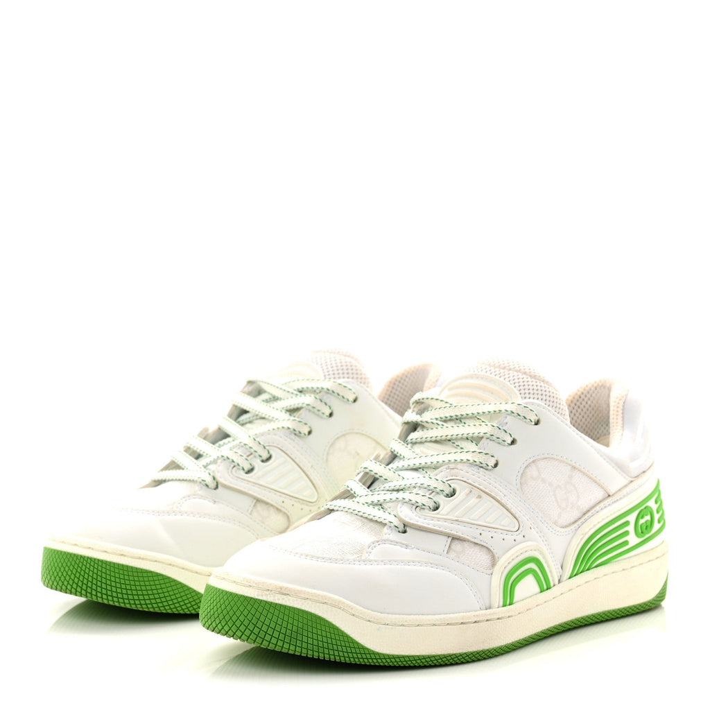 Gucci Demetra GG Supreme Monogram Women's Basket Low Top Sneakers 35 White Green