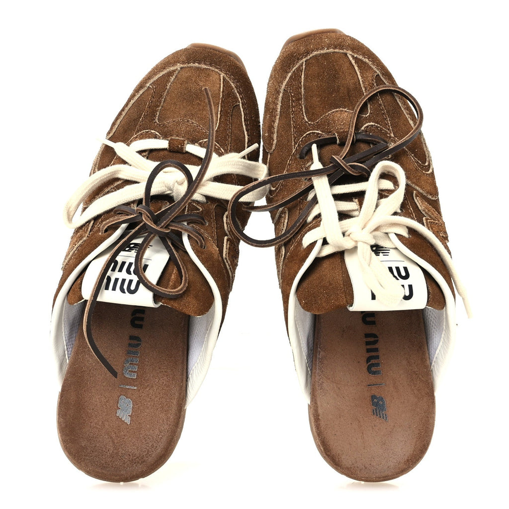Miu Miu Faded Suede Calfskin Women's 530 SL Slip-On Mules 36.5 Ecru