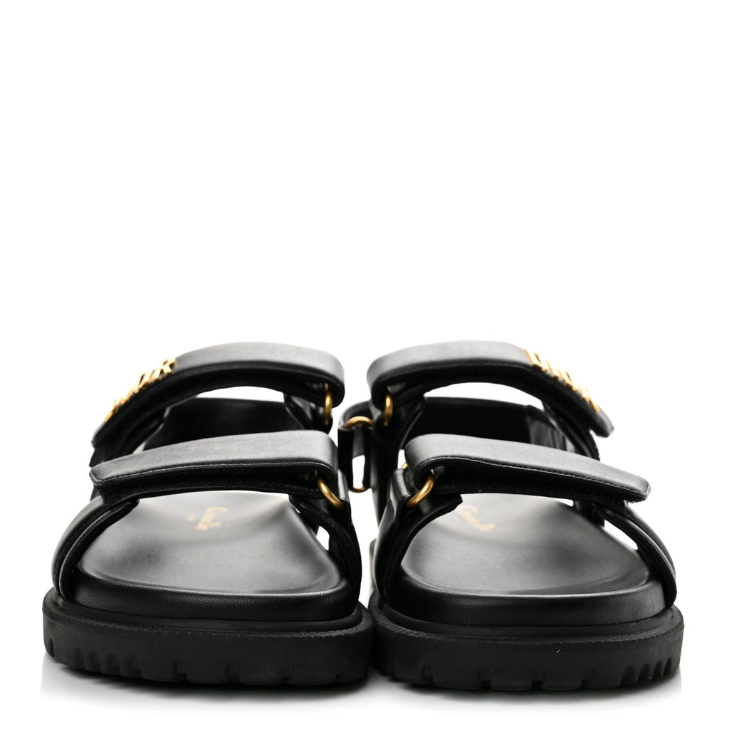 Christian Dior Lambskin Women's Dioract 10mm Sandals 36.5 Black