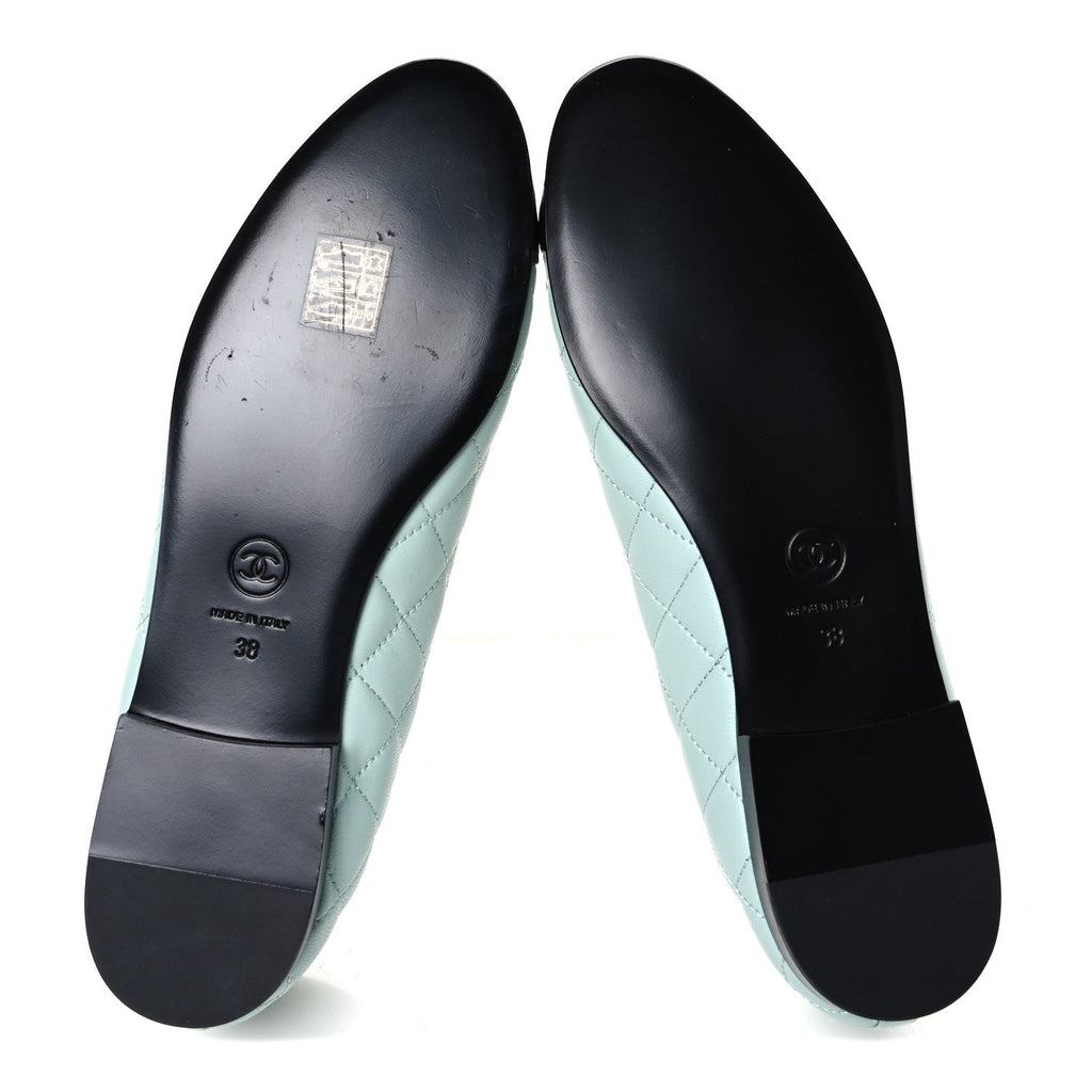 Chanel Quilted CC Cap Toe Women's Ballerina Flats Light Blue