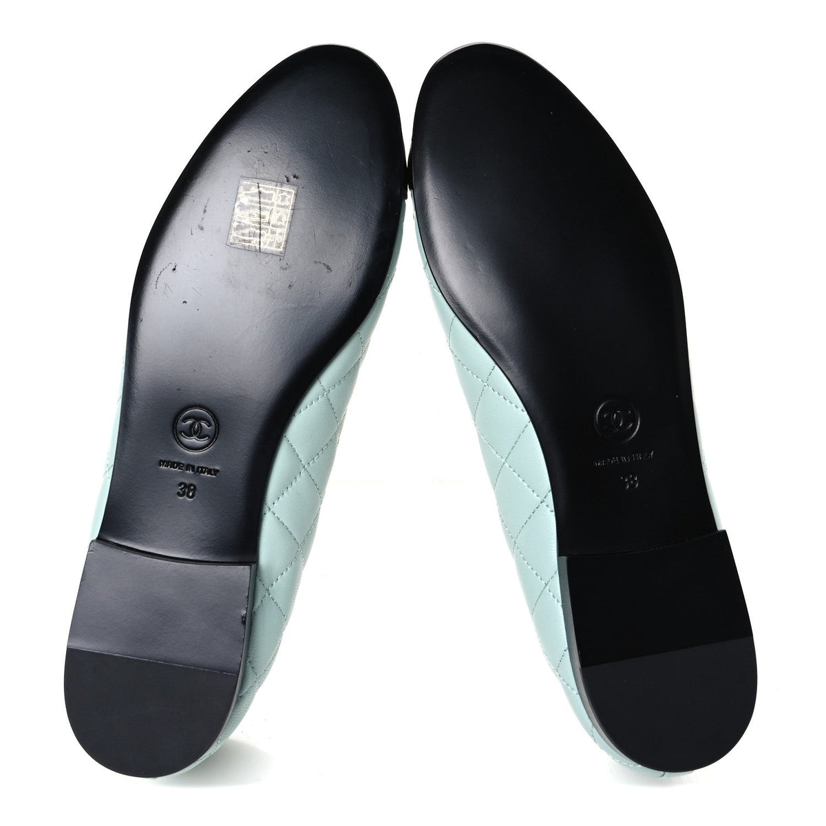 Chanel Quilted CC Cap Toe Women's Ballerina Flats Light Blue