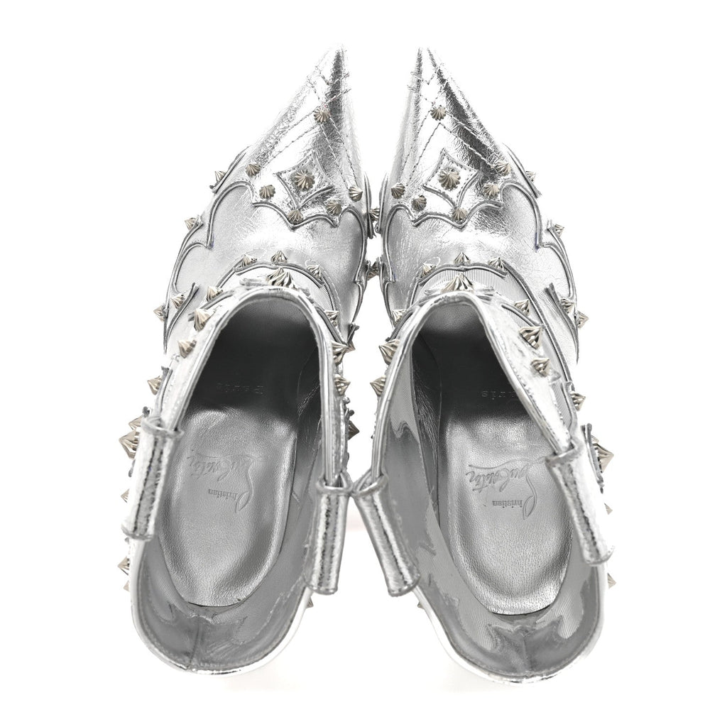 Christian Louboutin Metallic Calfskin Women's Bootytiang 100 Boots 37 Silver