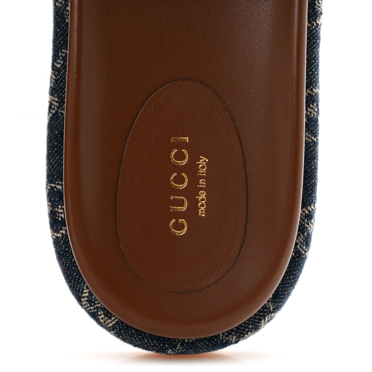 Gucci Denim Women's GG Monogram Angelina Platform Slide Sandals 40.5 Blue Tea