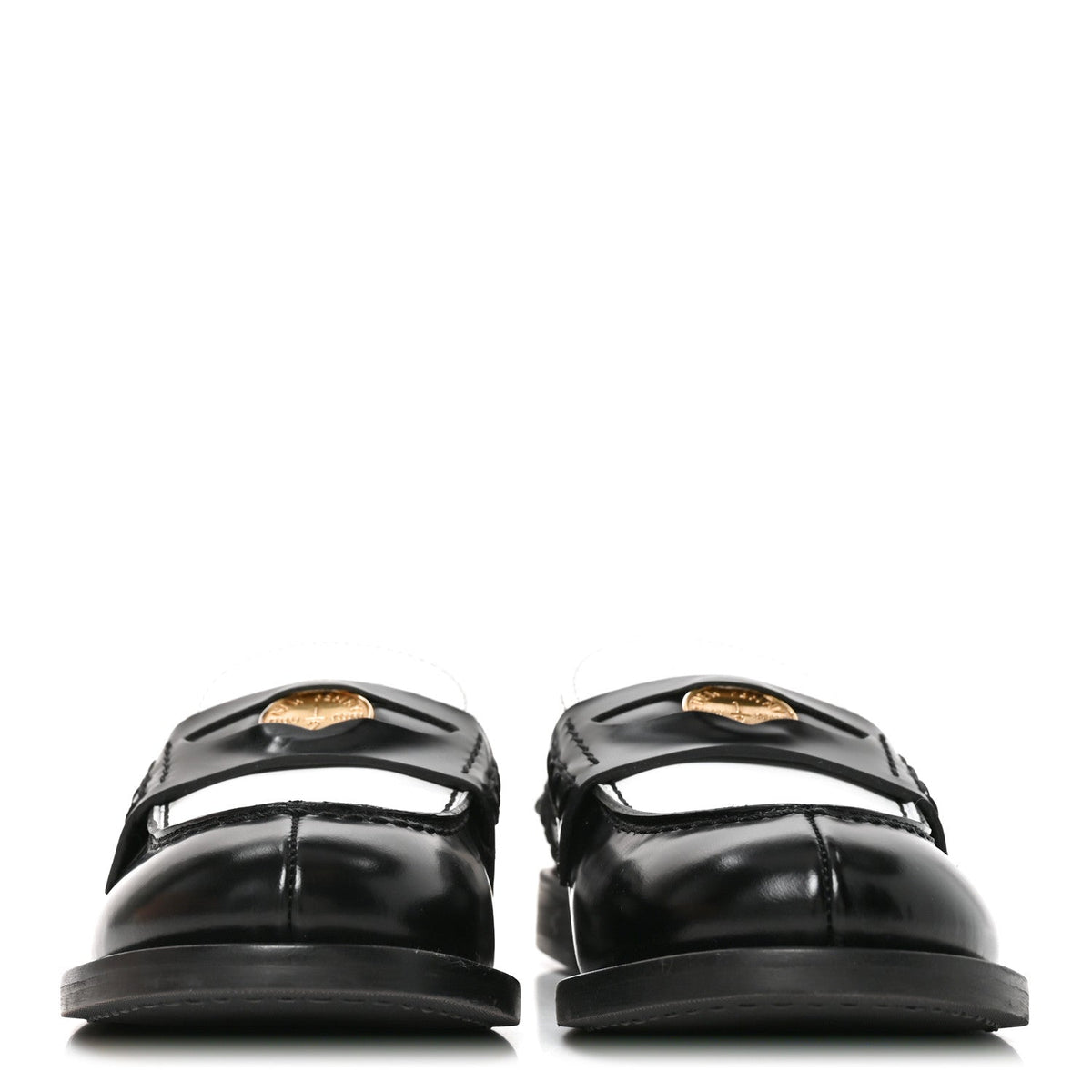 Miu Miu Spazzolato Calfskin Women's Penny Loafers 36 Black White