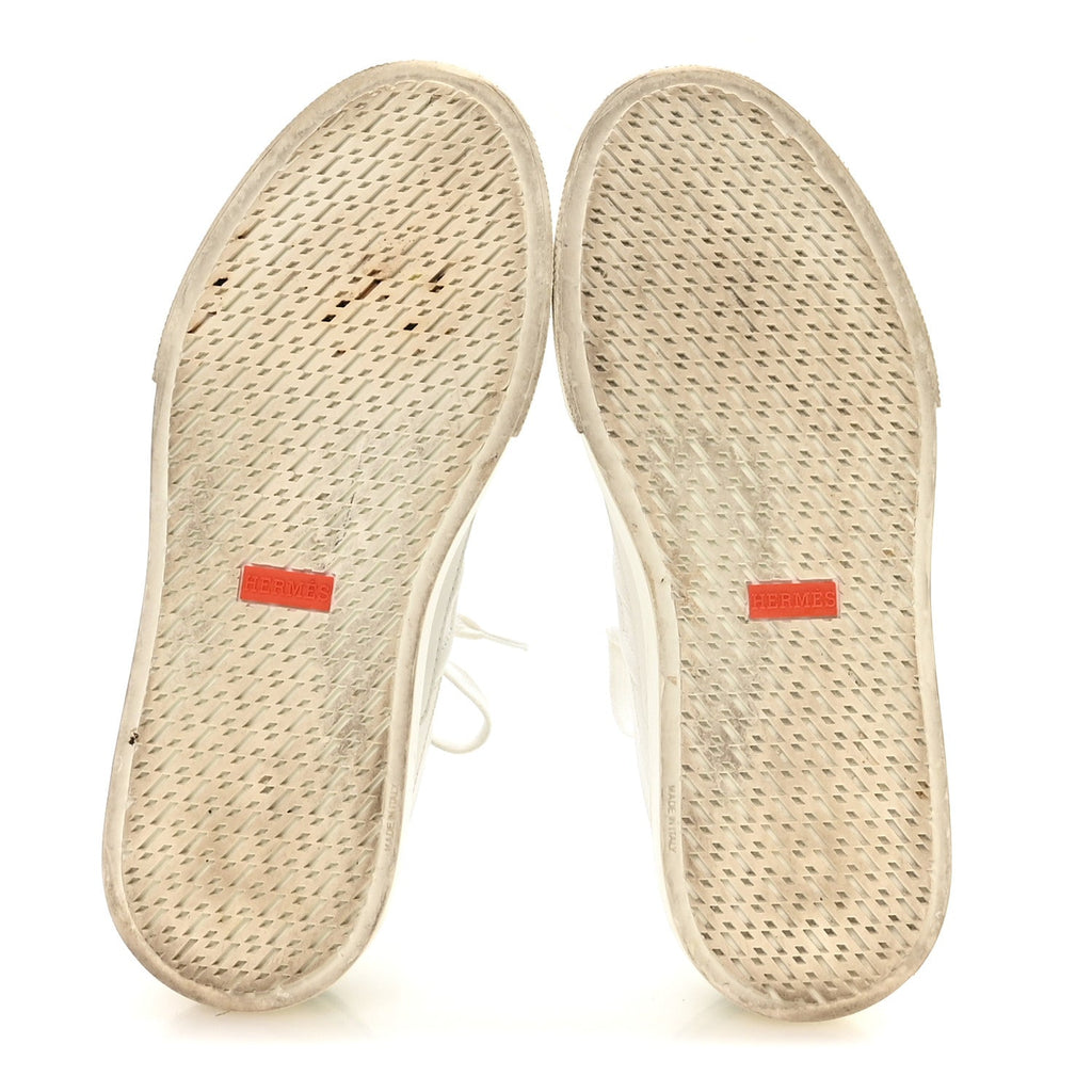 Hermès Crocodile Calfskin Women's Deep Sneakers 37.5 White Vert Jade