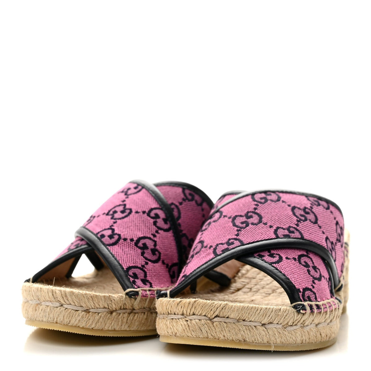 Gucci Canvas Women's Criss Cross Espadrille Sandals 35.5 Pink Blue