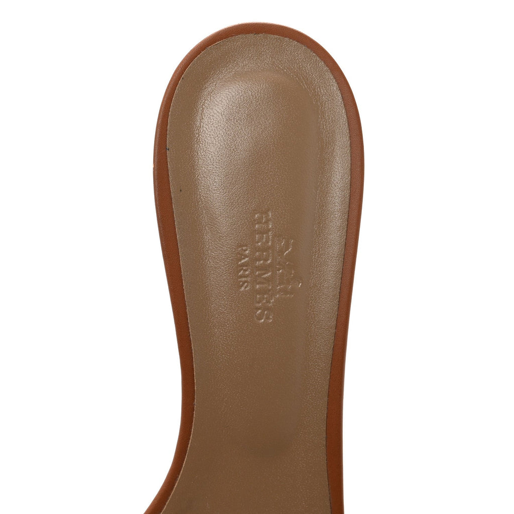 Hermes Calfskin Women's Oasis Sandals 39.5 Gold