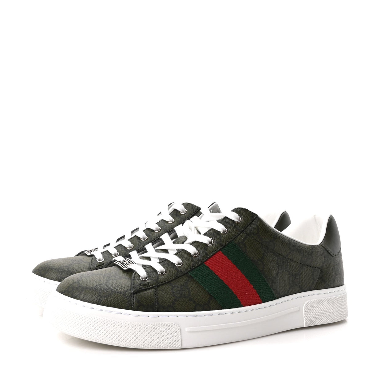 Gucci GG Supreme Monogram Men's New Ace Sneakers 9 Green