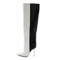 Christian Louboutin Calfskin Women's Astrilarge 100 Knee Boots 37 Black White