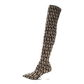 Valentino Garavani Calfskin Women's VLogo Over the Knee Boots 37.5 Naturale Nero