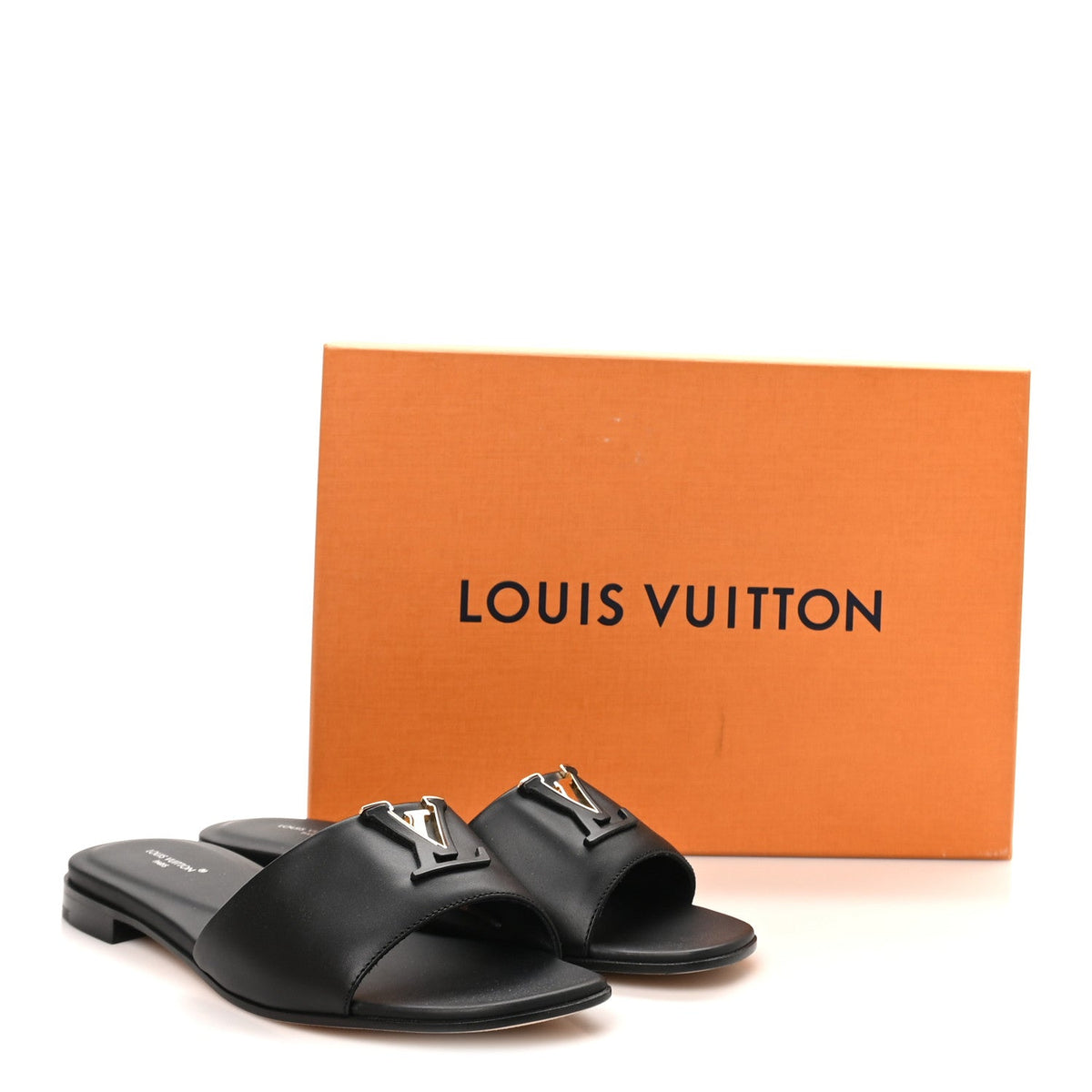 Louis Vuitton Calfskin Women's LV Mare Flat Mules 37.5 Black
