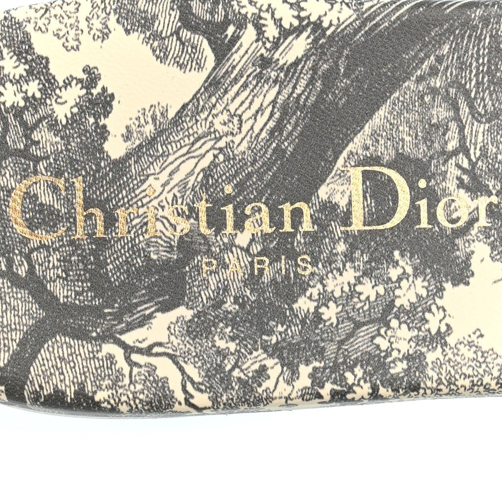 Christian Dior Canvas Women's Toile De Jouy Dway Flat Slide Sandals 37.5 Light Grey