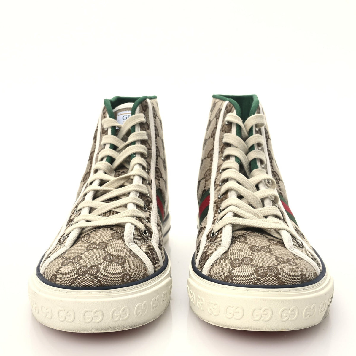 Gucci GG Monogram Web 1977 Tennis Men's High Top Sneakers Beige