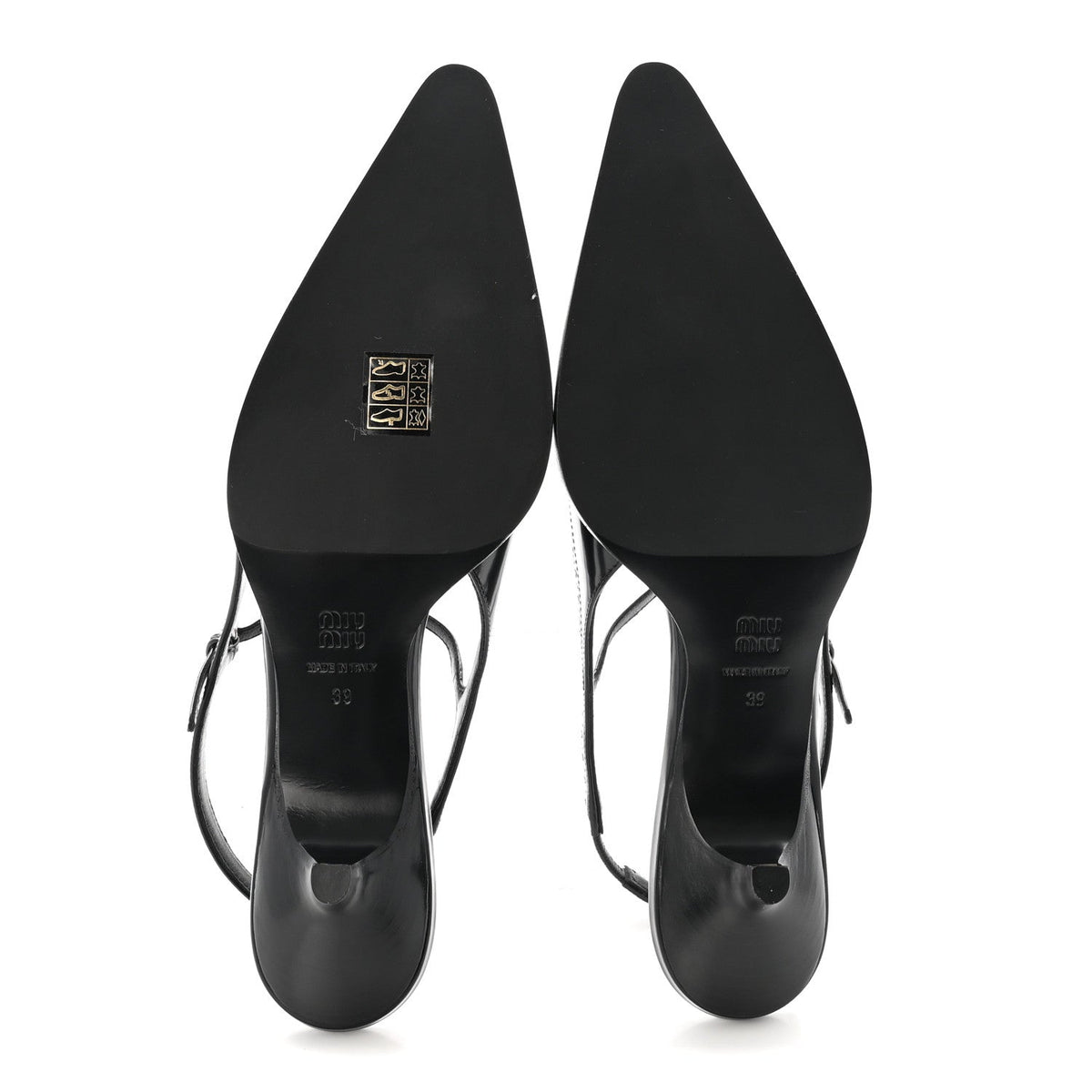 Miu Miu Calfskin Women's Brogue Slingback Pumps 39 Black