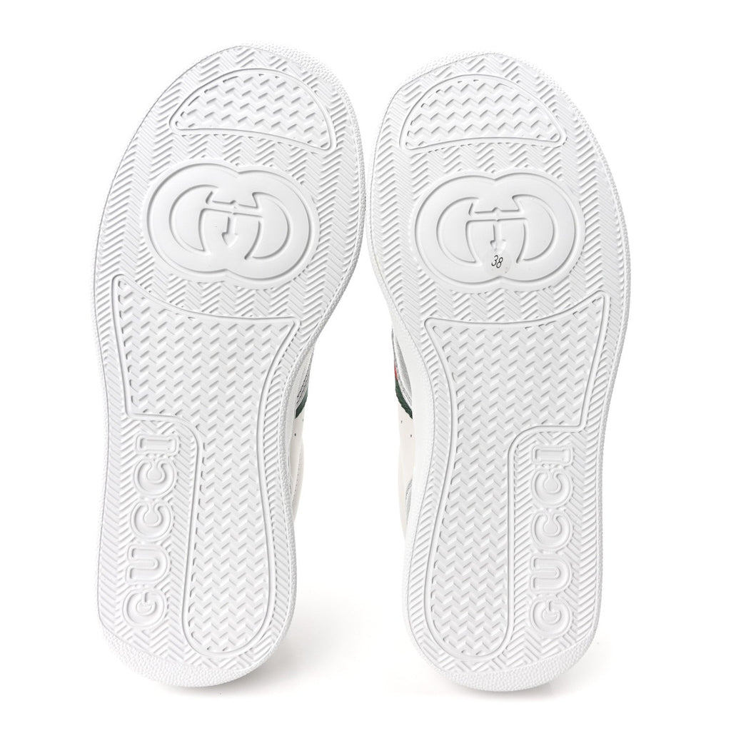 Gucci Metallic Nappa Web Women's Chunky Sneakers 38 Silver