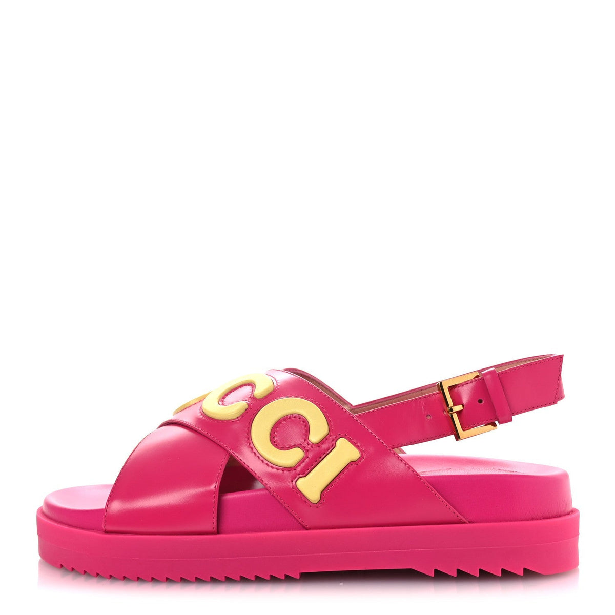 Gucci Calfskin Nappa Women's Elizabeth Charlotte Logo Slingback Sandals 36 Pink