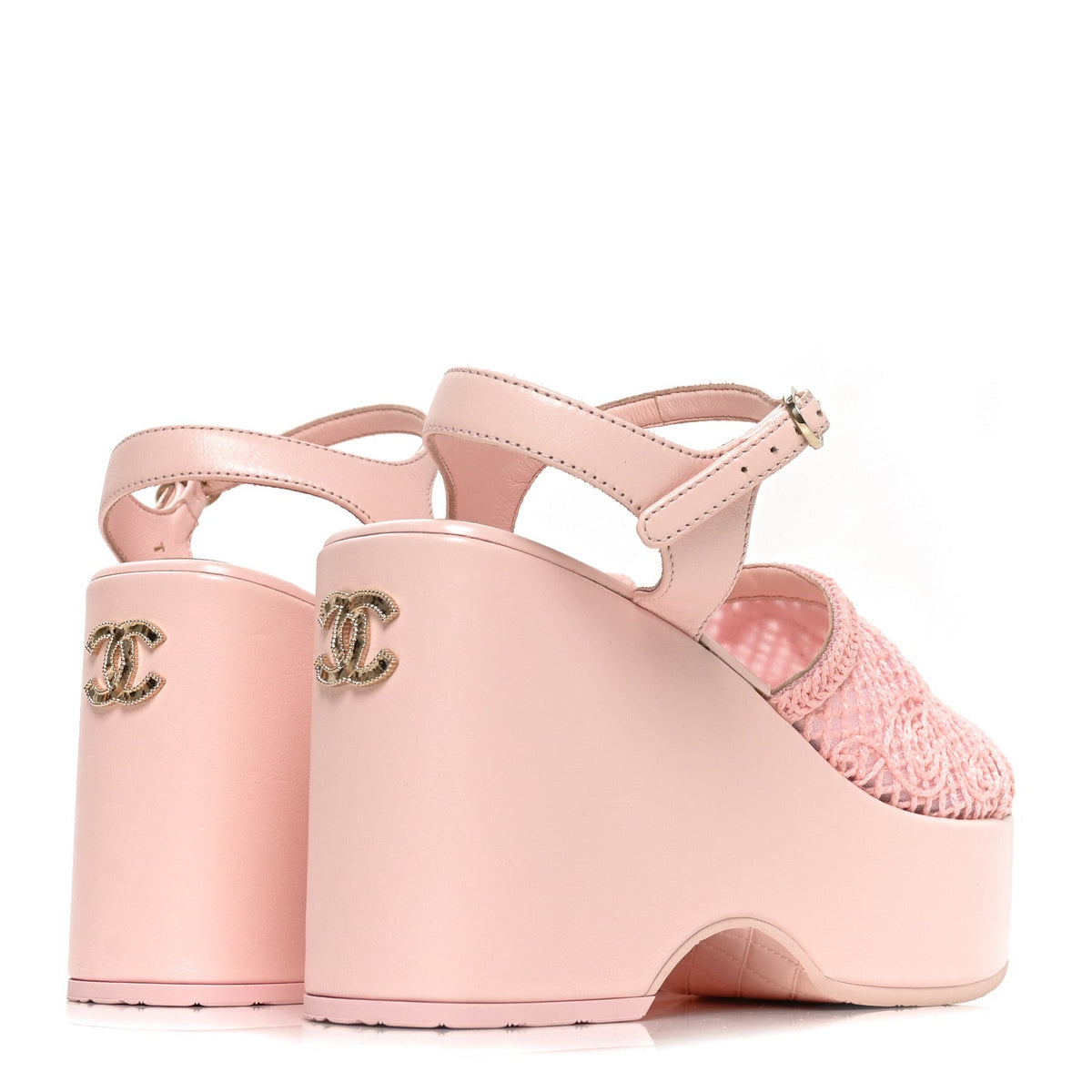 Chanel Fabric Calfskin CC Women's Platform Sandals