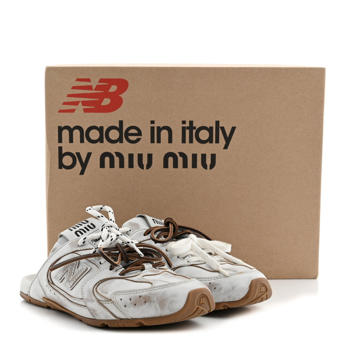 Miu Miu Calfskin Women's 530 SL Slip-On Sneaker Mules 37 White