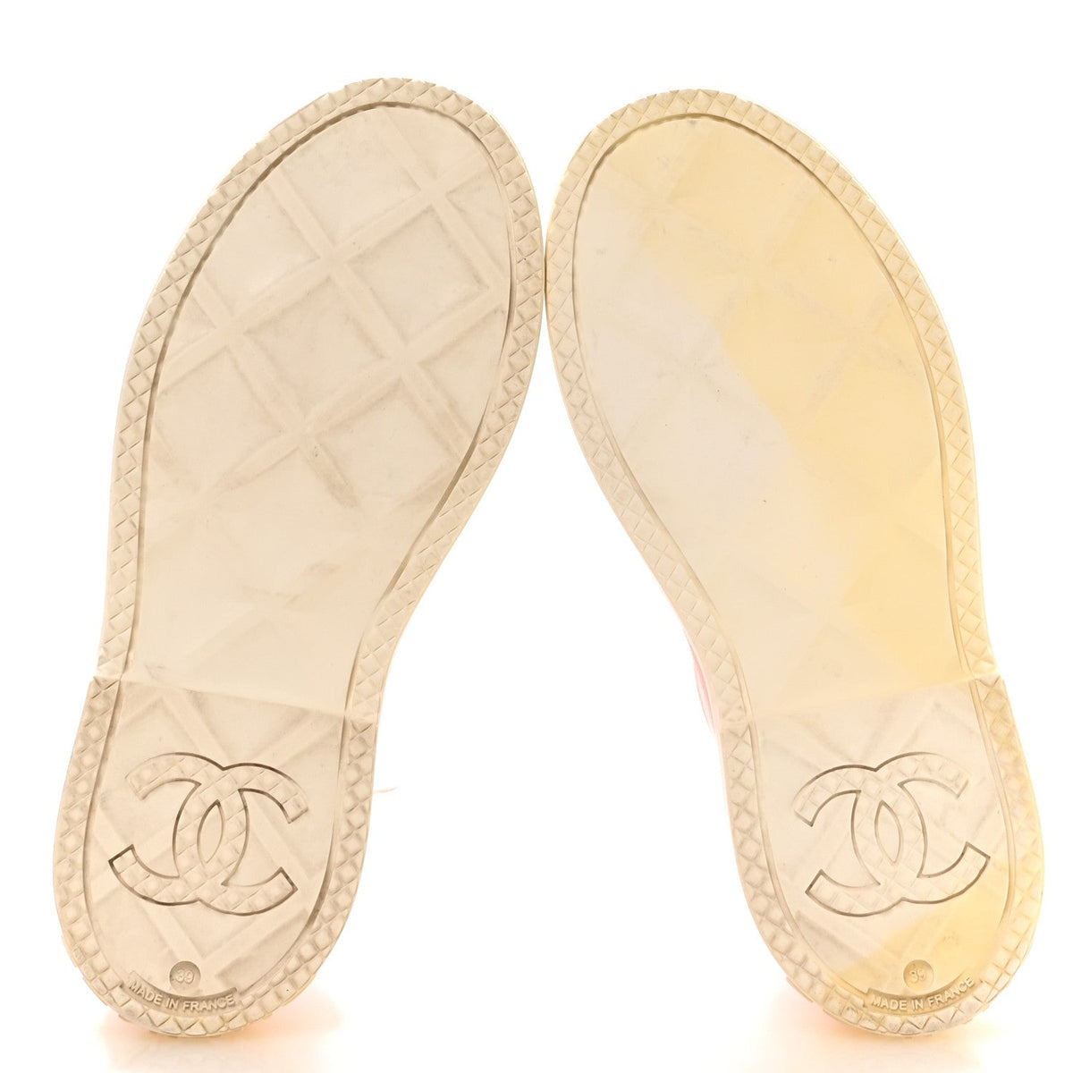 Chanel Caoutchouc CC Women's High Boots Light Pink White