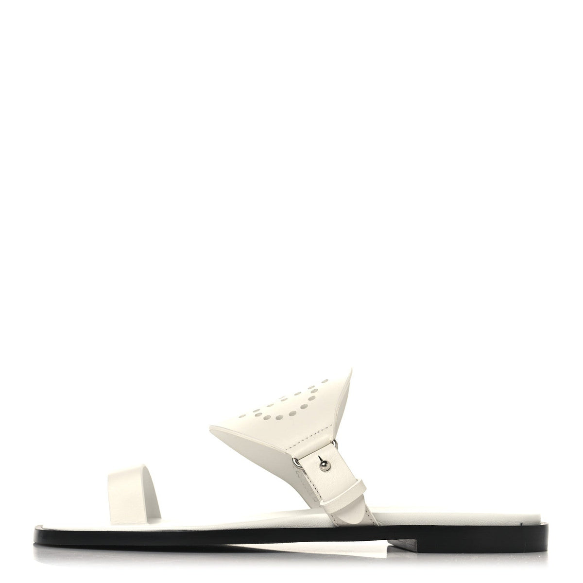 Hermes Calfskin Perforated Women's Hera Sandals 36 White