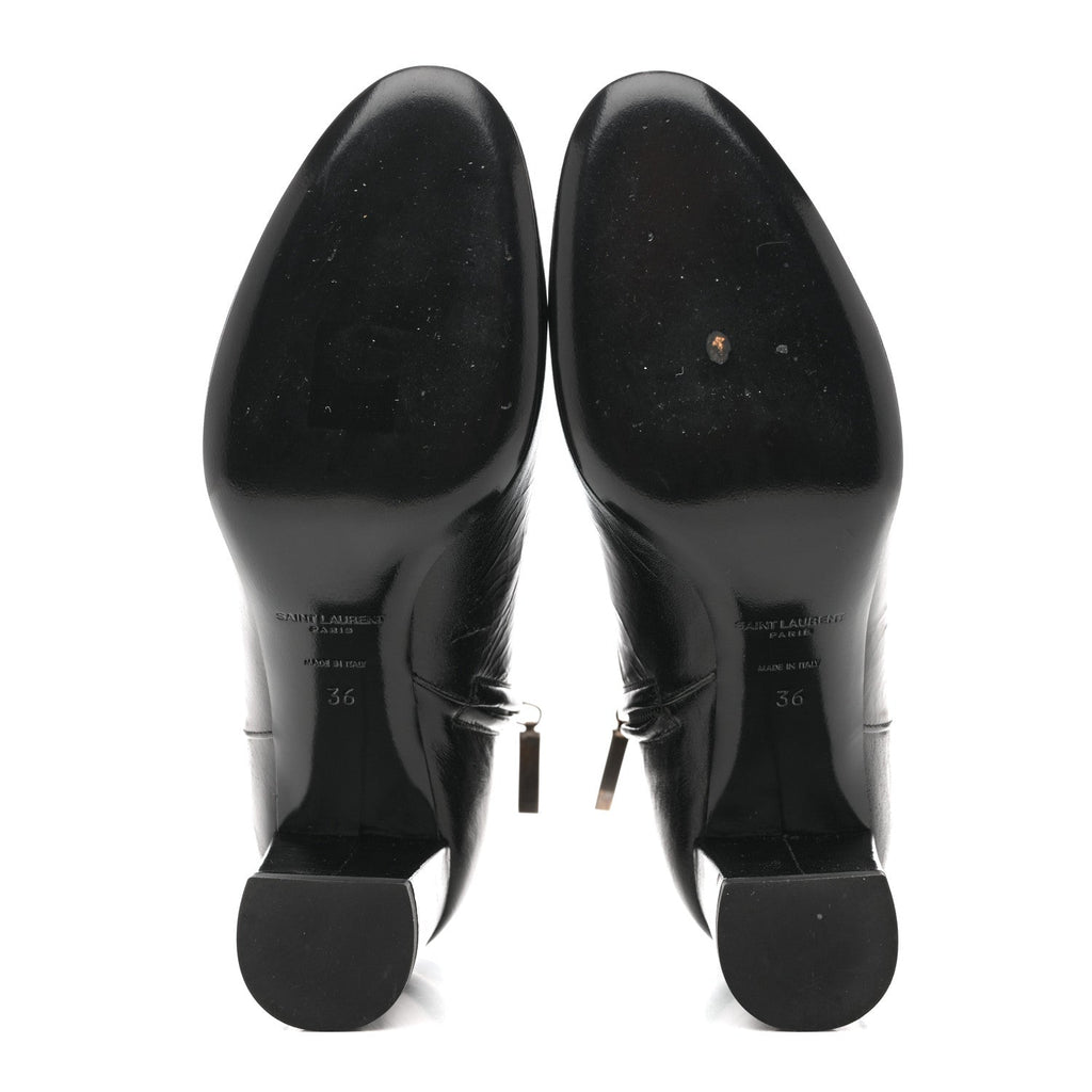 Saint Laurent Calfskin Women's Loulou 70 Uniform Ankle Boots 36 Black