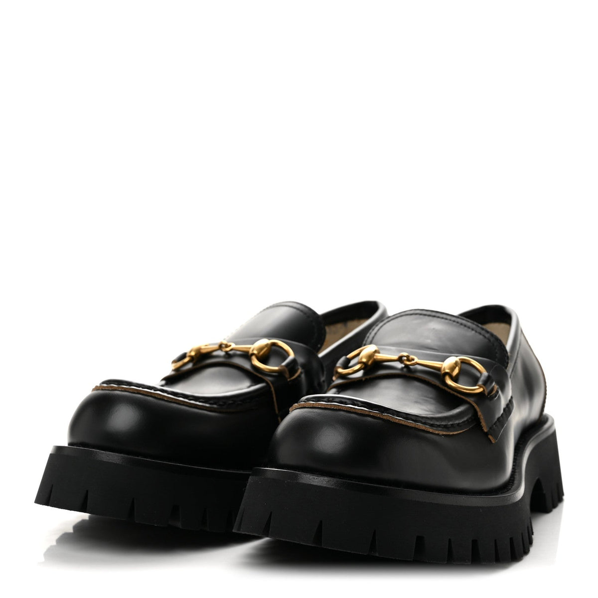 Gucci Cordovan Lux Women's Harald Horsebit 25mm Platform Loafers 37.5 Black
