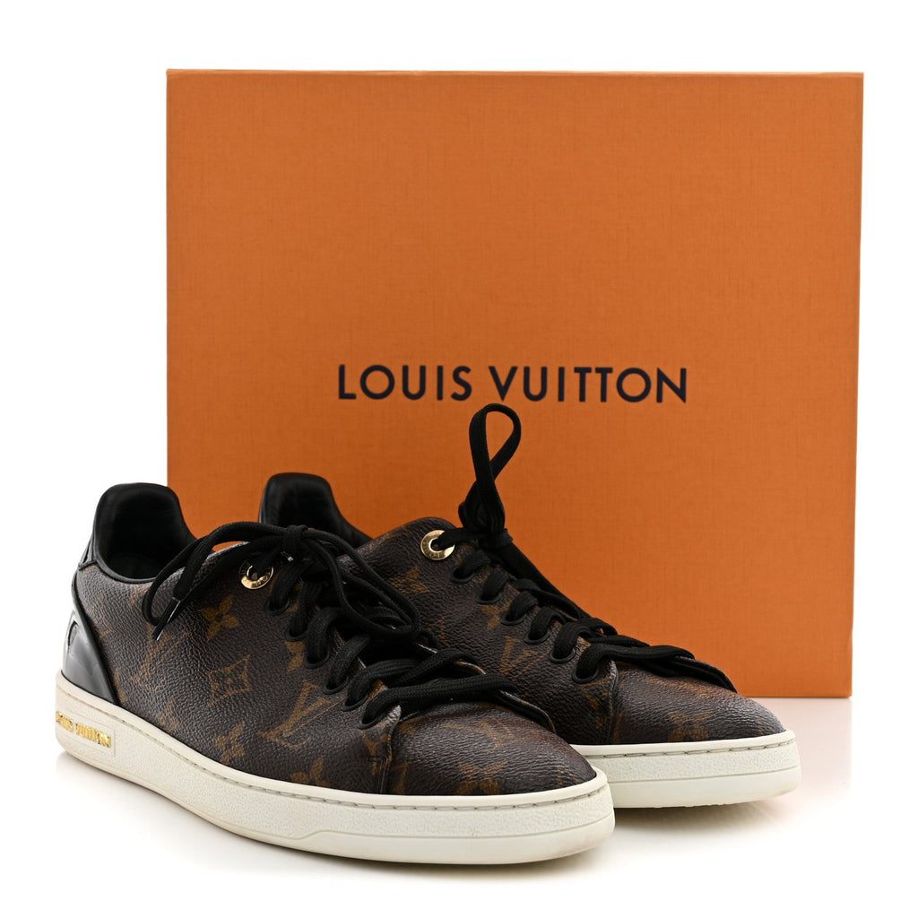 Louis Vuitton Patent Monogram Women's Frontrow Sneakers 37 Black