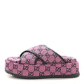 Gucci Canvas Women's Monogram Multicolor Criss Cross Platform Slide Sandals 36.5 Pink Blue