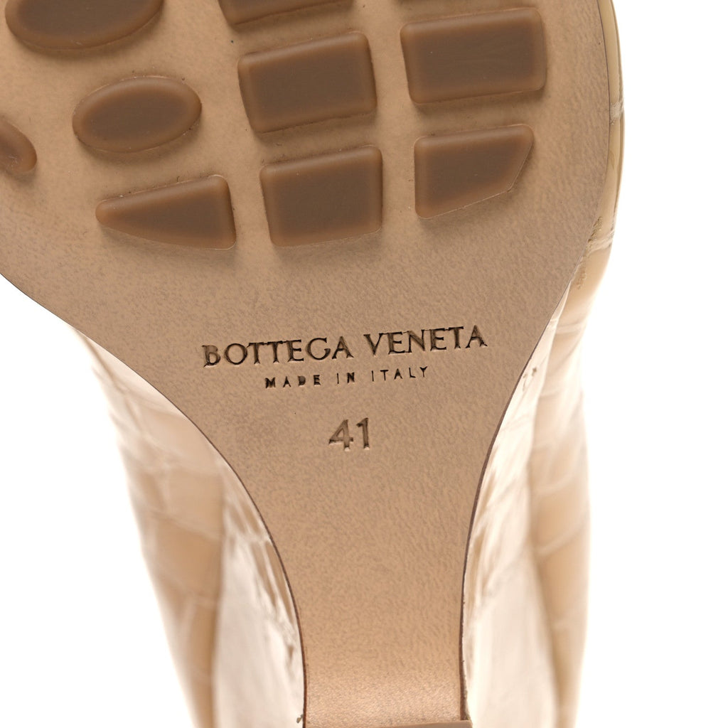 Bottega Veneta Gloss Calfskin Women's Punta Wedge Heel Sandals 41 Praline